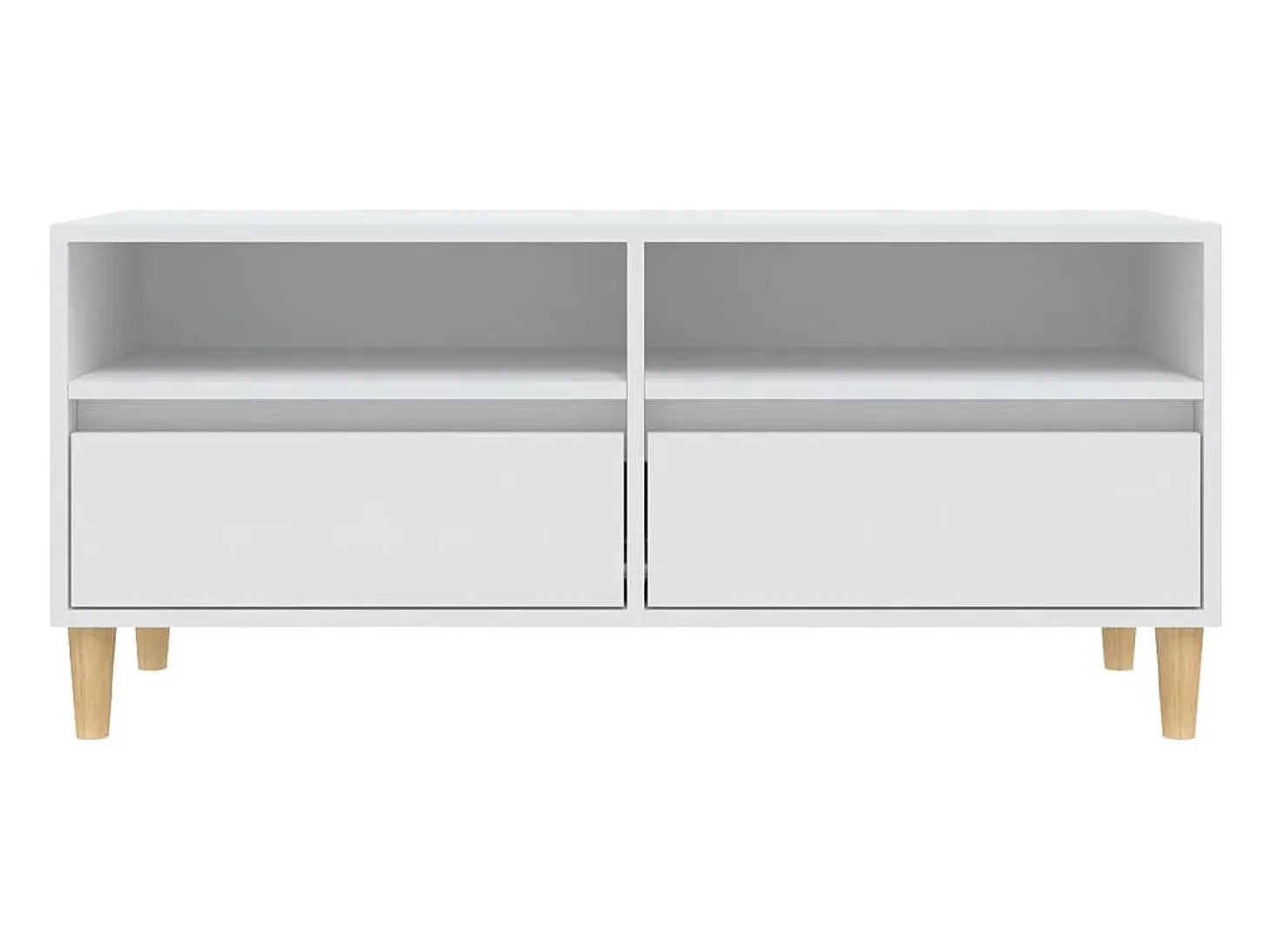 Suporte de TV multimídia prateleira de TV aparador de TV sala de jantar sala de estar quarto 100 x 345 x 445 cm madeira de engenharia branca 02_0025469