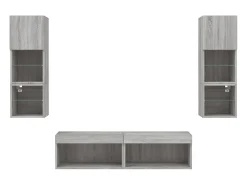 Suporte de TV multimídia prateleira de TV buffet de TV sala de jantar sala de estar quarto com LED 6 peças Sonoma Engineered Wood cinza 02_0029460