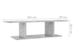 Suporte de TV multimídia prateleira de TV aparador de TV montado na parede adequado para sala de jantar sala de estar quarto 103 x 30 x 26,5 cm cinza 02_0027746