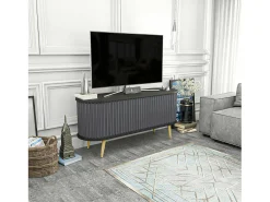 Suporte de TV móvel Desteve, Aparador de soDia a dia, Armário baixo para TV, Base de parede equipada, 140x43h64 cm, Preto e Antracite