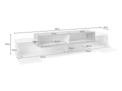Suporte de TV Nico, Aparador baixo da sala, Base de suporte de televisão, 100% Fabricado na Itália, 240x45h52 cm, Branco brilhante e bordo
