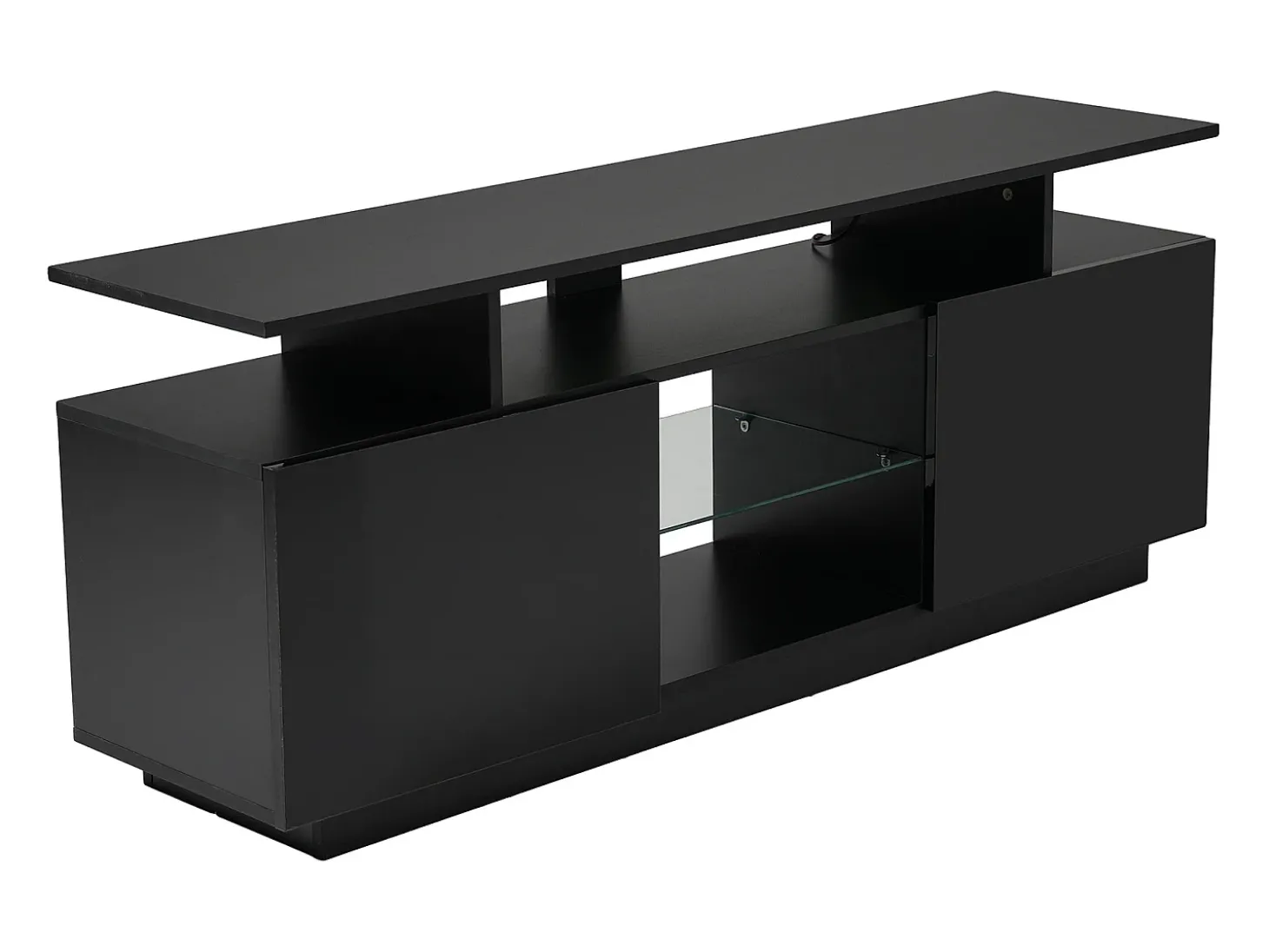Suporte de TV preto com iluminação LED de 16 cores e 2 portas - para TVs de 40 a 49 polegadas.