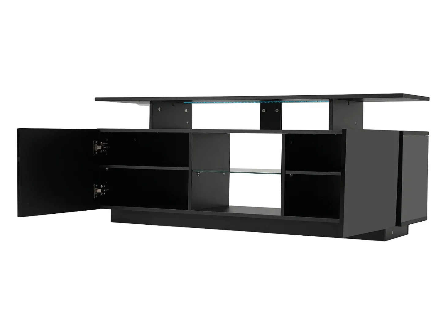 Suporte de TV preto com iluminação LED de 16 cores e 2 portas - para TVs de 40 a 49 polegadas.