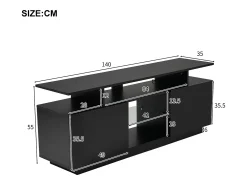 Suporte de TV preto com iluminação LED de 16 cores e 2 portas - para TVs de 40 a 49 polegadas.