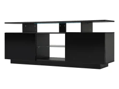 Suporte de TV preto com iluminação LED de 16 cores e 2 portas - para TVs de 40 a 49 polegadas.