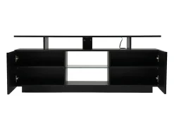 Suporte de TV preto com iluminação LED de 16 cores e 2 portas - para TVs de 40 a 49 polegadas.