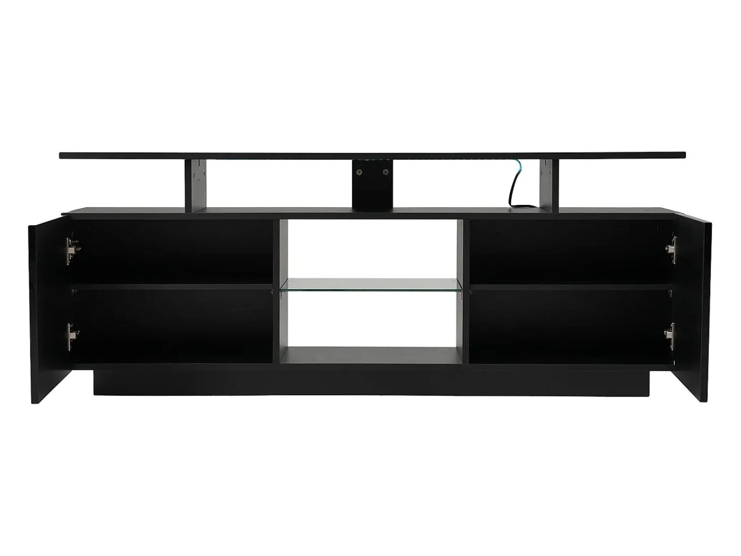 Suporte de TV preto com iluminação LED de 16 cores e 2 portas - para TVs de 40 a 49 polegadas.