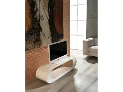 Suporte de TV Stones FS-004-WA 130x35x35cm base em pedra fóssil de ágata branca Estilo minimalista moderno Design compacto