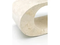 Suporte de TV Stones FS-004-WA 130x35x35cm base em pedra fóssil de ágata branca Estilo minimalista moderno Design compacto