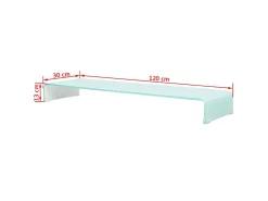 Suporte de TV/aparador/monitor de design prático para TV de vidro branco de 120 cm 2502225