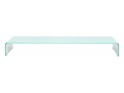 Suporte de TV/aparador/monitor de design prático para TV de vidro branco de 100 cm 2502222