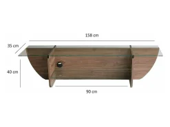 Suporte de TVDmarcoli, Aparador de sala, Armário de TV baixo, Base de parede equipada, 158x35h40 cm, Nogueira