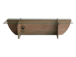 Suporte de TVDmarcoli, Aparador de sala, Armário de TV baixo, Base de parede equipada, 158x35h40 cm, Nogueira