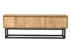 Suporte de TVDpinat, Aparador de sala, Armário baixo para TV, Base de parede equipada, 140x40h50 cm, Carvalho e Preto