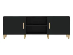 Suporte multimídia para TV prateleira para TV aparador armário para TV sala de jantar sala de estar quarto 150 x 30 x 50 cm madeira engenheirada preta 02_0026003