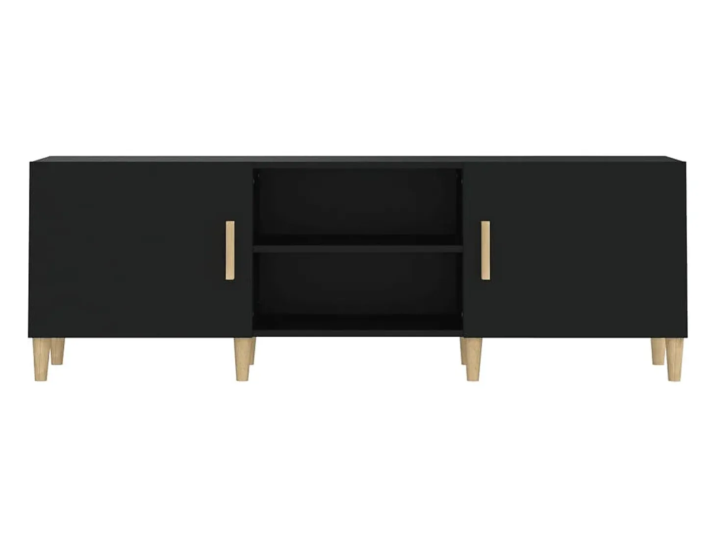 Suporte multimídia para TV prateleira para TV aparador armário para TV sala de jantar sala de estar quarto 150 x 30 x 50 cm madeira engenheirada preta 02_0026003