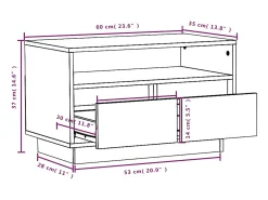 Suporte multimídia para TV prateleira para TV aparador armário para TV sala de jantar sala de estar quarto 60 x 35 x 37 cm madeira maciça de pinho marrom 02_0026138