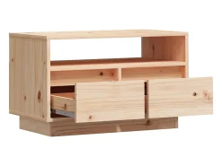 Suporte multimídia para TV prateleira para TV aparador armário para TV sala de jantar sala de estar quarto 60 x 35 x 37 cm madeira maciça de pinho marrom 02_0026138