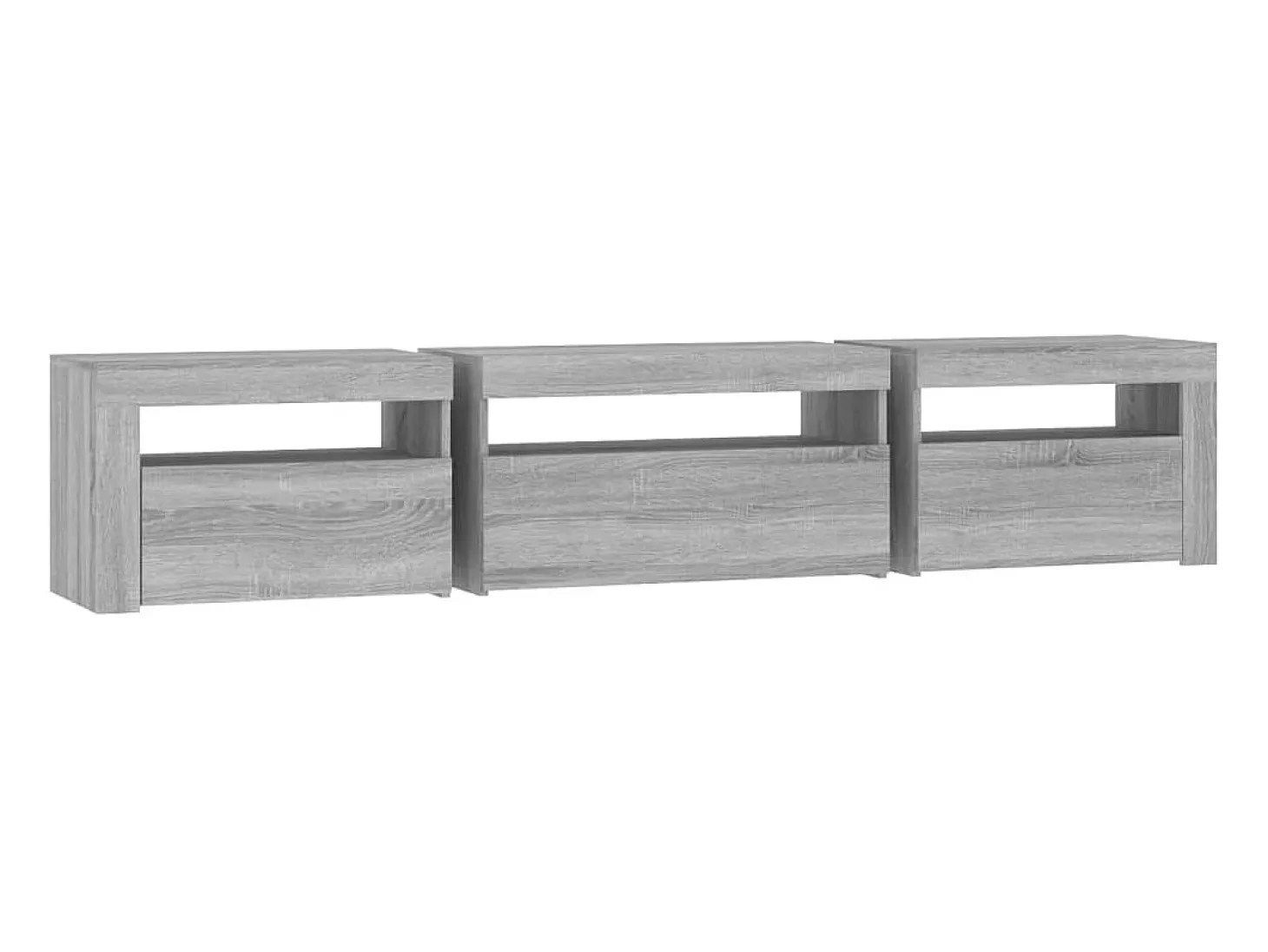 Suporte multimídia para TV prateleira para TV aparador armário para TV sala de jantar sala de estar quarto com luzes LED Sonoma 195 x 35 x 40 cm cinza 02_0026809