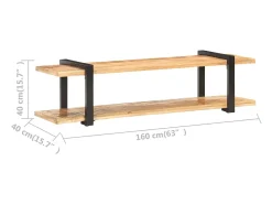 Suporte multimídia para TV prateleira para TV armário para TV sala de jantar sala de estar quarto 160 x 40 x 40 cm madeira maciça de manga marrom natural 02_0026073