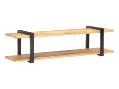Suporte multimídia para TV prateleira para TV armário para TV sala de jantar sala de estar quarto 160 x 40 x 40 cm madeira maciça de manga marrom natural 02_0026073