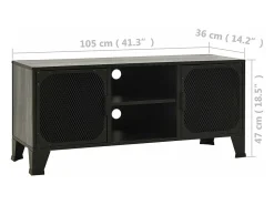 Suporte multimídia para TV prateleira para TV móvel para TV sala de jantar sala de estar quarto 105 x 36 x 47 cm metal e MDF cinza 02_0025695