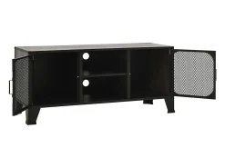Suporte multimídia para TV prateleira para TV móvel para TV sala de jantar sala de estar quarto 105 x 36 x 47 cm metal e MDF cinza 02_0025695