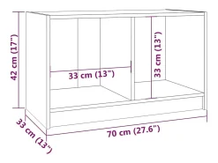 Suporte multimídia para TV prateleira para TV aparador armário para TV sala de jantar sala de estar quarto 70 x 33 x 42 cm madeira maciça de pinho branco 02_0026176