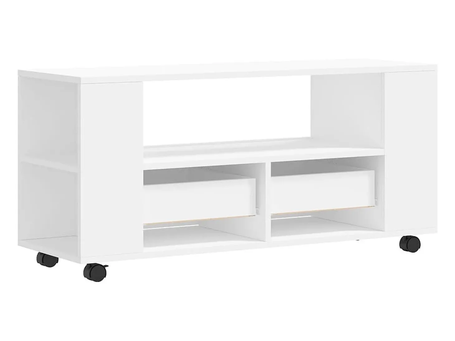 Suporte multimídia para TV prateleira para TV aparador armário para TV sala de jantar sala de estar quarto 102 x 34,5 x 43 cm madeira engenheirada branca 02_0025559