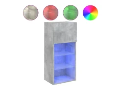 Suporte multimídia para TV prateleira para TV aparador armário para TV sala de jantar sala de estar quarto com luzes LED 40,5 x 30 x 90 cm cinza 02_0026603