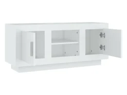 Suporte multimídia para TV prateleira para TV aparador para TV sala de jantar sala de estar quarto 102 x 35 x 45 cm madeira engenheirada branca 02_0025569