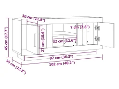 Suporte multimídia para TV prateleira para TV aparador para TV sala de jantar sala de estar quarto 102 x 35 x 45 cm madeira engenheirada branca 02_0025569