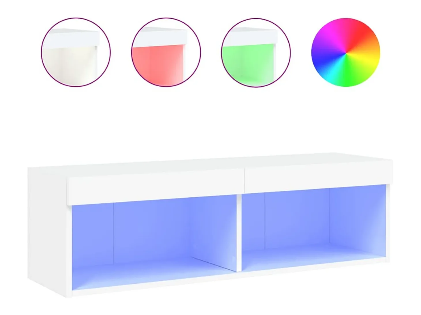 Suporte multimídia para TV prateleira para TV aparador armário para TV sala de jantar sala de estar quarto com luzes LED 100 x 30 x 30 cm branco 02_0026505