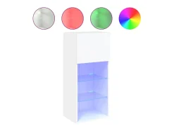 Suporte multimídia para TV prateleira para TV aparador móvel para TV para sala de jantar sala de estar quarto com luzes LED 40,5 x 30 x 90 cm branco 02_0026602