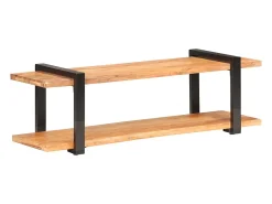 Suporte multimídia para TV prateleira para TV aparador para TV para sala de jantar sala de estar quarto 130 x 40 x 40 cm madeira maciça de acácia marrom 02_0025896