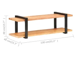 Suporte multimídia para TV prateleira para TV aparador para TV para sala de jantar sala de estar quarto 130 x 40 x 40 cm madeira maciça de acácia marrom 02_0025896