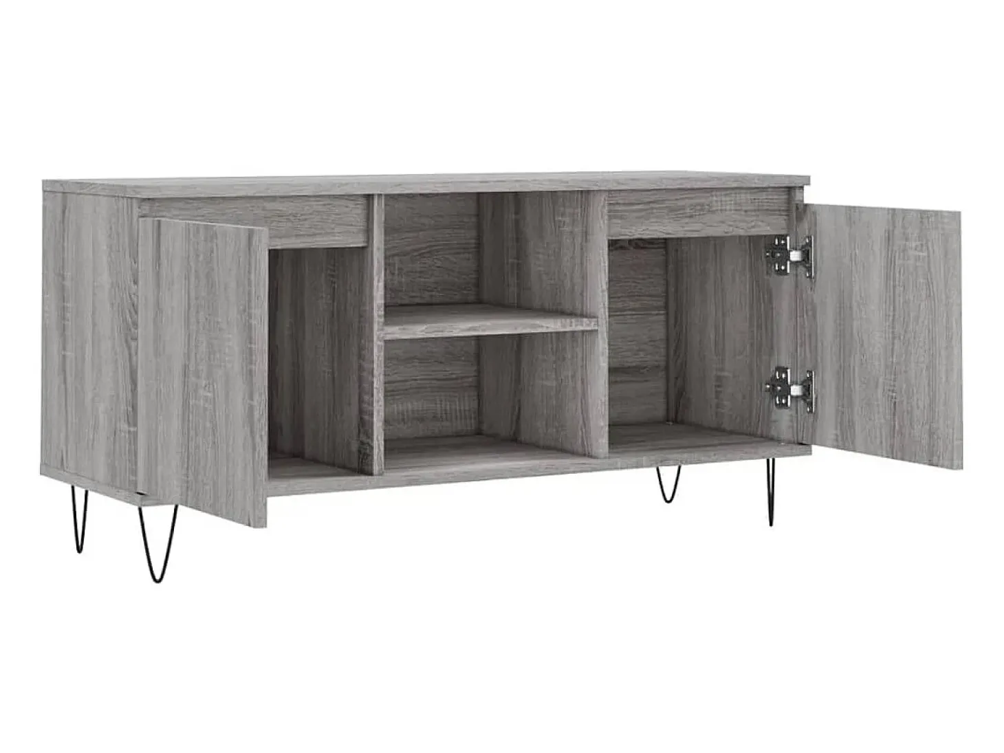 Suporte multimídia para TV prateleira para TV aparador para TV sala de jantar sala de estar quarto Sonoma 104 x 35 x 50 cm madeira industrializada cinza 02_0028374