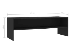 Suporte multimídia para TV prateleira para TV aparador para TV sala de jantar sala de estar quarto 120 x 40 x 40 cm madeira engenheirada preta 02_0025870