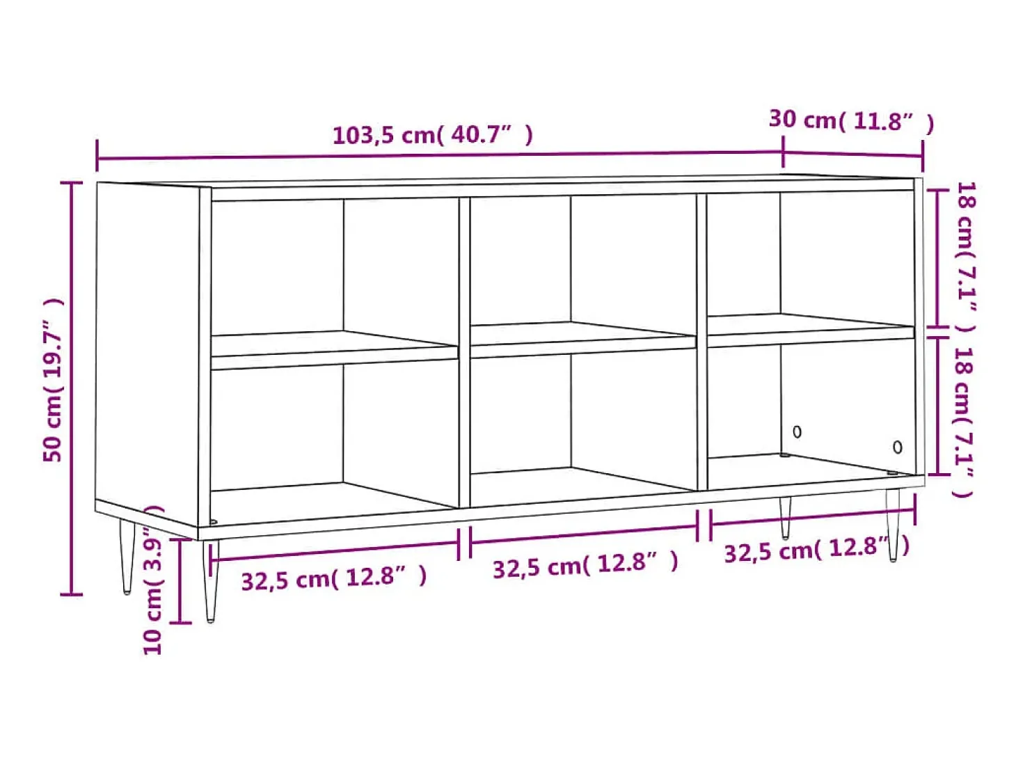Suporte multimídia para TV prateleira para TV aparador armário para TV sala de jantar sala de estar quarto 103,5 x 30 x 50 cm madeira engenheirada branca 02_0025641