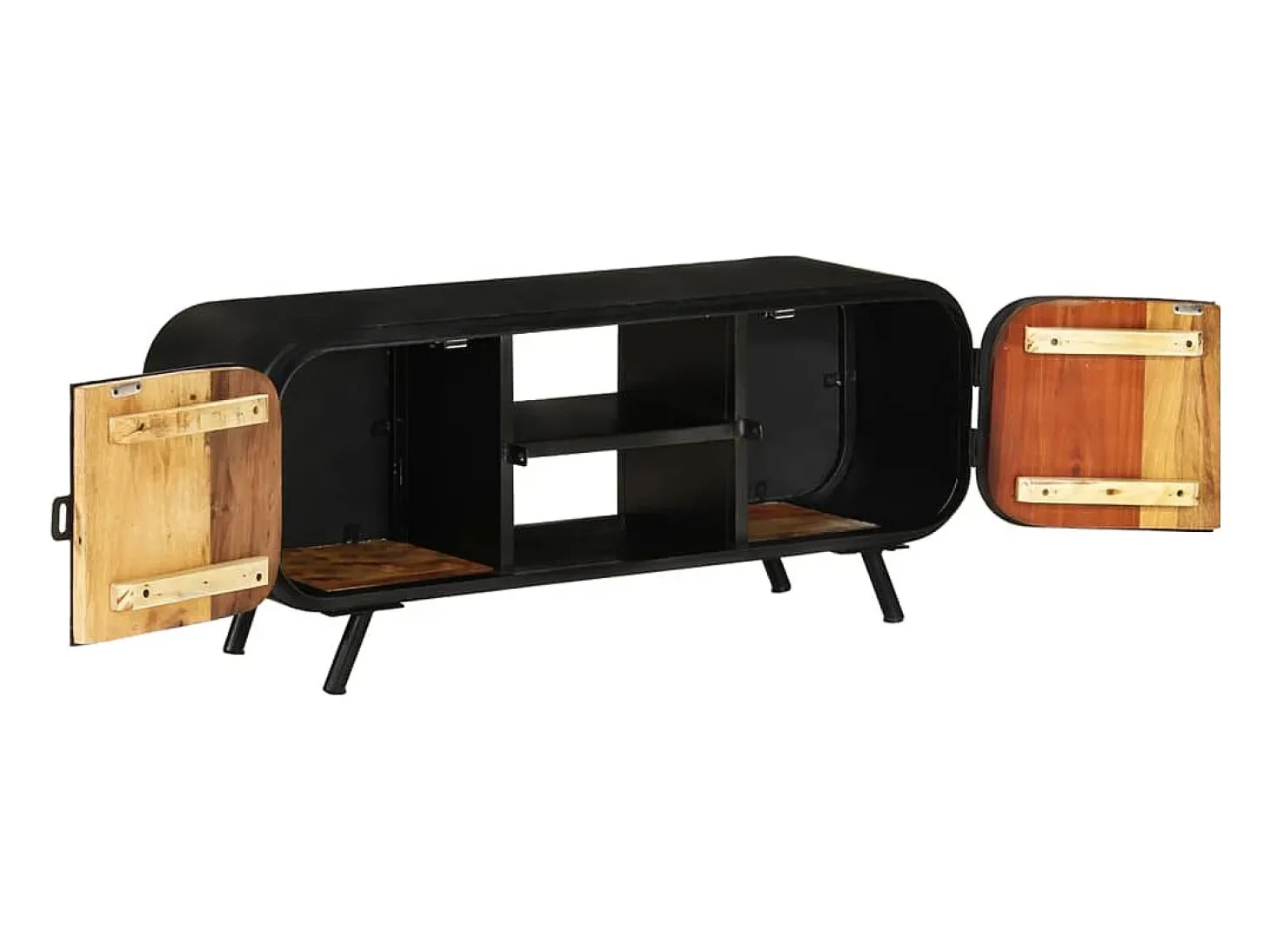 Suporte multimídia para TV prateleira para TV armário para TV sala de jantar sala de estar quarto 110 x 30 x 45 cm madeira maciça reciclada marrom 02_0025745