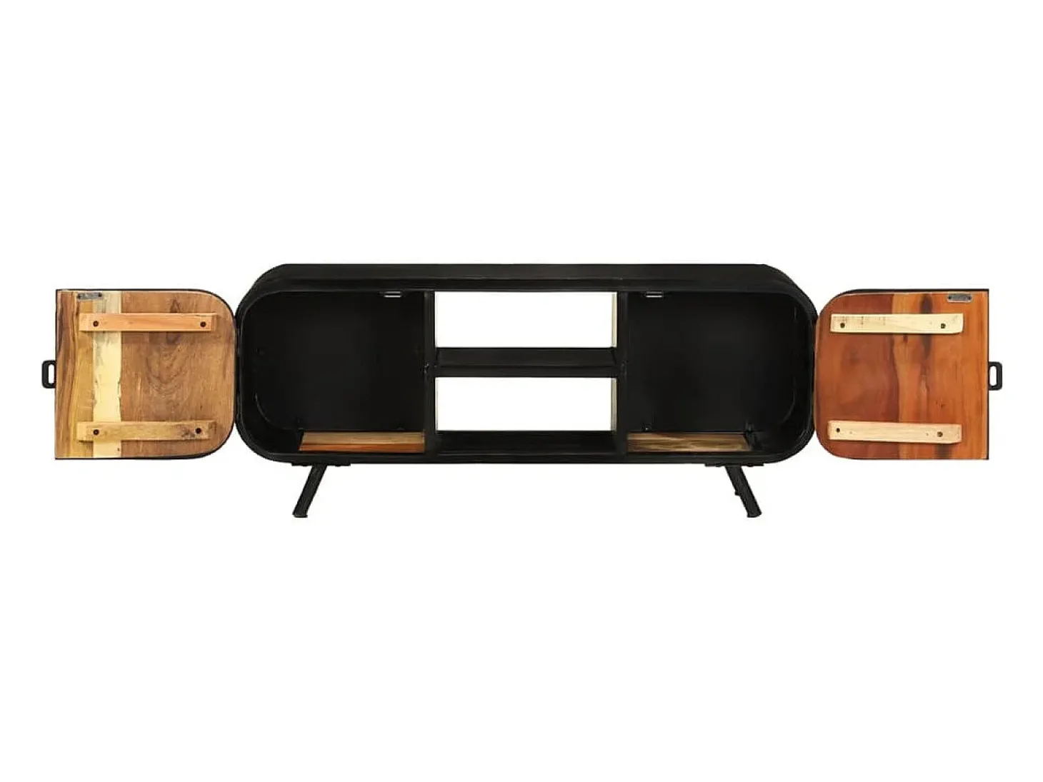 Suporte multimídia para TV prateleira para TV armário para TV sala de jantar sala de estar quarto 110 x 30 x 45 cm madeira maciça reciclada marrom 02_0025745