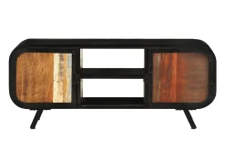 Suporte multimídia para TV prateleira para TV armário para TV sala de jantar sala de estar quarto 110 x 30 x 45 cm madeira maciça reciclada marrom 02_0025745