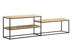 Suporte multimídia para TV prateleira para TV aparador para TV sala de jantar sala de estar quarto 180 x 30 x 50 cm madeira de mangueira marrom natural 02_0026089