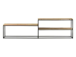 Suporte multimídia para TV prateleira para TV aparador para TV sala de jantar sala de estar quarto 180 x 30 x 50 cm madeira de mangueira marrom natural 02_0026089