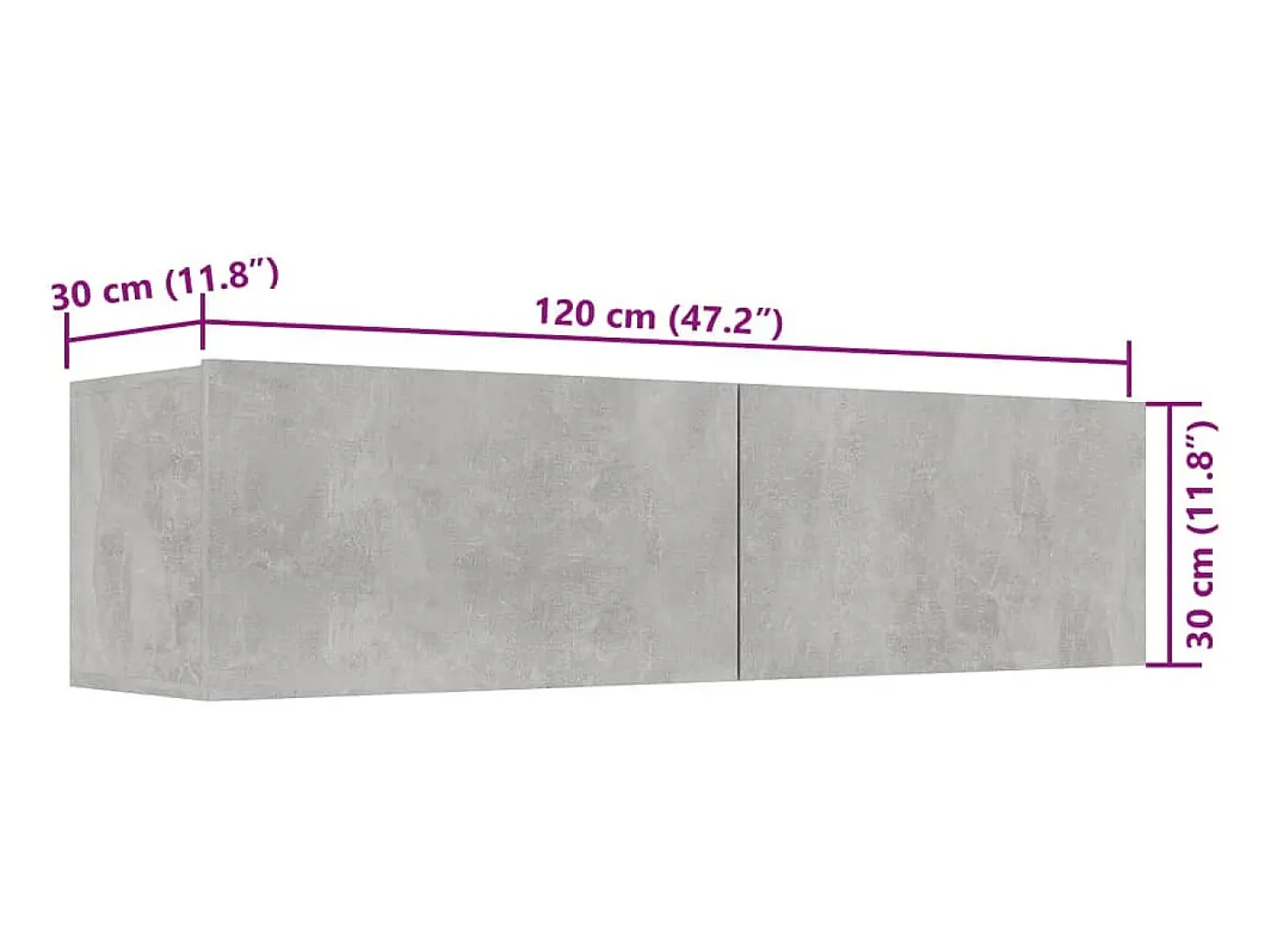 Suporte multimídia para TV prateleira para TV armário para TV sala de jantar sala de estar quarto 120 x 30 x 30 cm madeira engenheirada cinza concreto 02_0025806