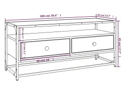 Suporte multimídia para TV prateleira para TV aparador armário para TV sala de jantar sala de estar quarto 100 x 35 x 45 cm madeira engenheirada preta 02_0025499