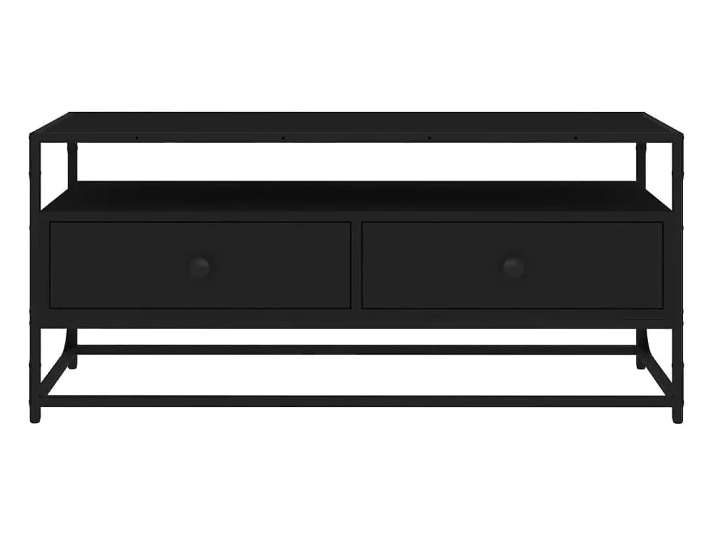 Suporte multimídia para TV prateleira para TV aparador armário para TV sala de jantar sala de estar quarto 100 x 35 x 45 cm madeira engenheirada preta 02_0025499