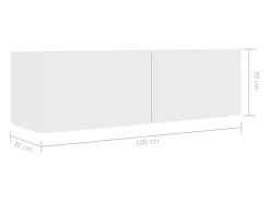 Suporte multimídia para TV prateleira para TV aparador para TV para sala de jantar sala de estar quarto 100 x 30 x 30 cm madeira engenheirada branca 02_0025432