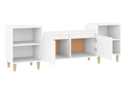 Suporte multimídia para TV prateleira para TV aparador armário para TV sala de jantar sala de estar quarto 160 x 35 x 55 cm madeira engenheirada branca 02_0026059