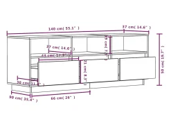 Suporte multimídia para TV estante para TV aparador armário para TV sala de jantar sala de estar quarto 140 x 37 x 50 cm madeira maciça de pinho branco 02_0025929